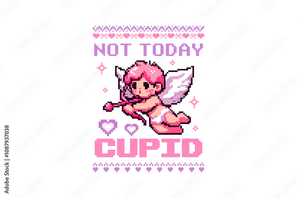 Not today Cupid, Valentine Ugly Sweater T Shirt Design
Not today Cupid, Valentine Ugly Sweater T Shirt Design