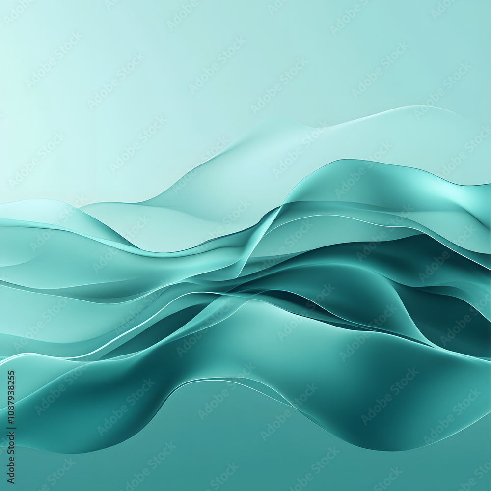 Obraz premium Ethereal Aquatic Awe Waves in Turquoise - Serenity and Balance for Creative Spaces