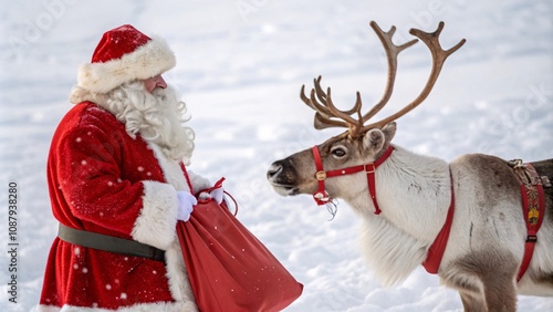Santa Claus figurine with reindeer