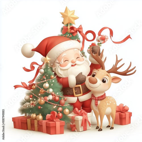 Merry Christmas  Santa  Reindeer   Festive Gifts