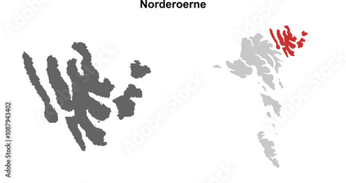 Norderoerne region blank outline map set photo