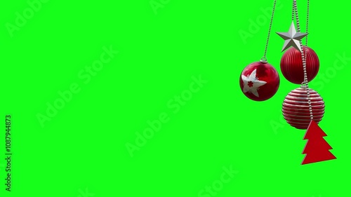 Animation of Christmas Baubles Decorations on Green Screen Background