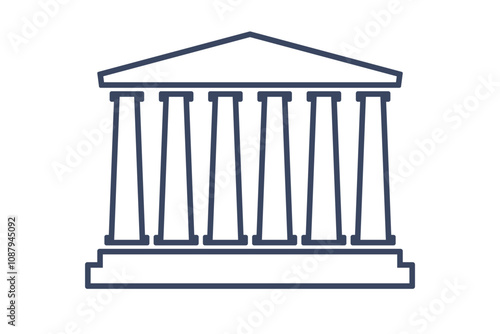 Six pillars outline diagram Clipart image isolated on white background.
