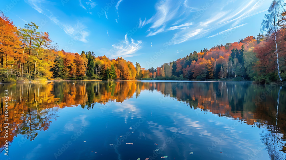 A Serene Lake Surrounded by Autumn Trees, Reflecting Brilliant Fall Colors in the Still Water, Capturing the Essence of Seasonal Beauty and Tranquility in Nature. A Serene Lake Surrounded by Autumn Trees, Reflecting Brilliant Fall Colors in the Still Water, Capturing the Essence of Seasonal Beauty and Tranquility in Nature.