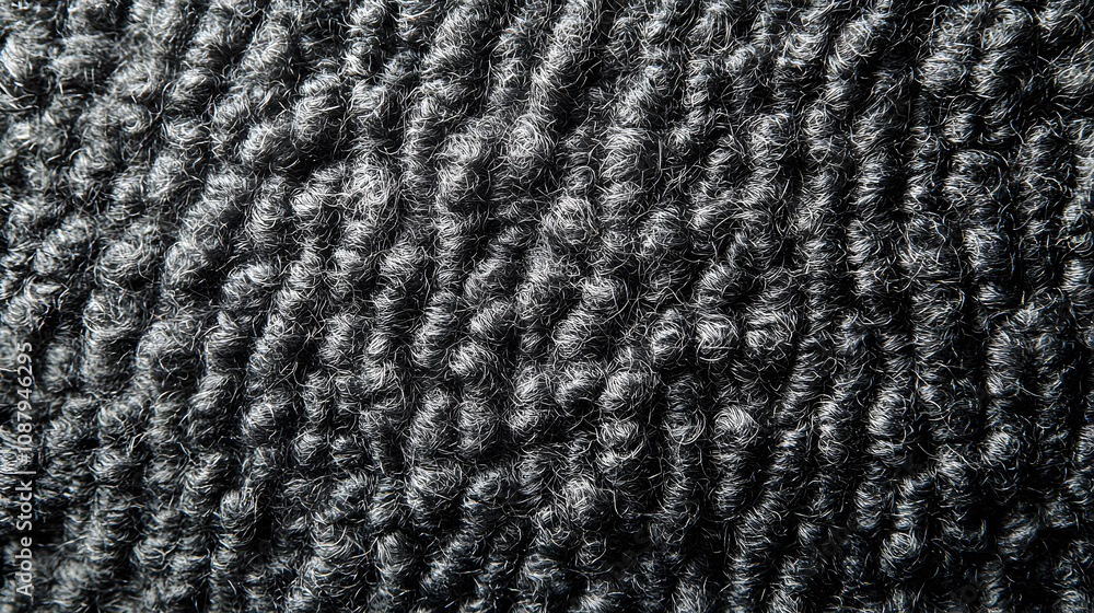 A Close-Up Macro Photograph of a Grey Fabric Texture with a Diagonal Pattern Formed by Intertwined Loops, Displaying the Fine Details of the Material A Close-Up Macro Photograph of a Grey Fabric Texture with a Diagonal Pattern Formed by Intertwined Loops, Displaying the Fine Details of the Material