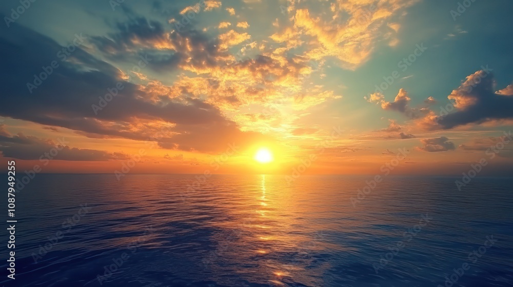 Ocean Sunset: A Serene Golden Hour Seascape Ocean Sunset: A Serene Golden Hour Seascape