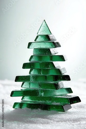 Creative christmas tree design made from overlapping green glass layers for holiday decor inspiration