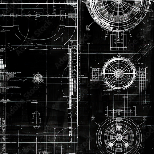 Futuristic Technology Texture: Abstract Background Evoking the Precision of a Blueprint, Infused with the Artistry of Science and Modern Line Design