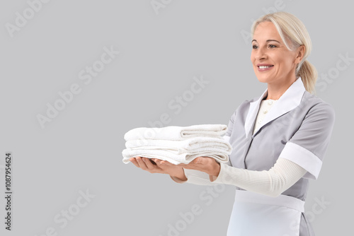 Middle-aged chambermaid wit...