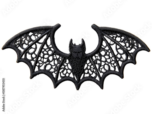 Black Bat Wing Embroidery Design for Craft Projects photo