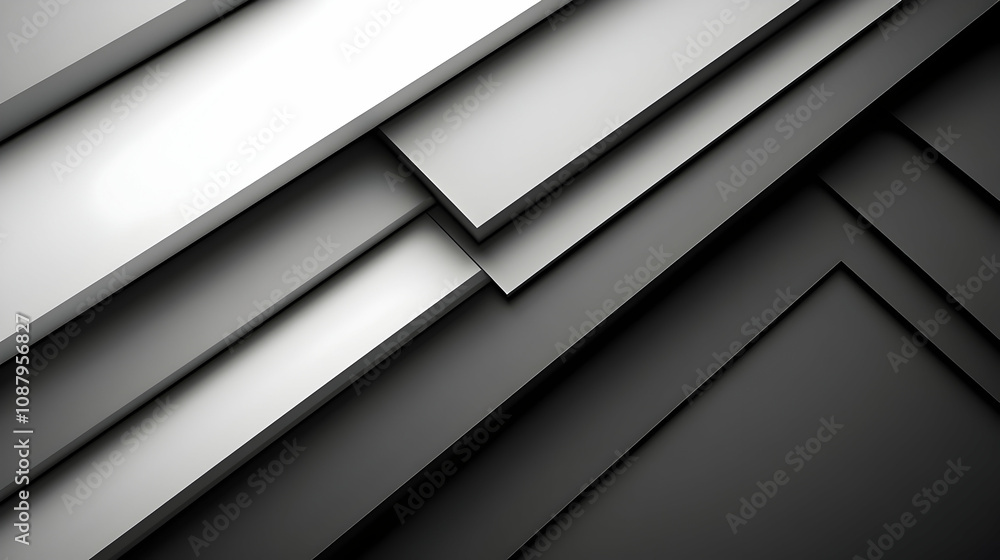 Abstract 3D Rendering of Overlapping Gray and White Geometric Shapes Creating a Modern Background Design Abstract 3D Rendering of Overlapping Gray and White Geometric Shapes Creating a Modern Background Design