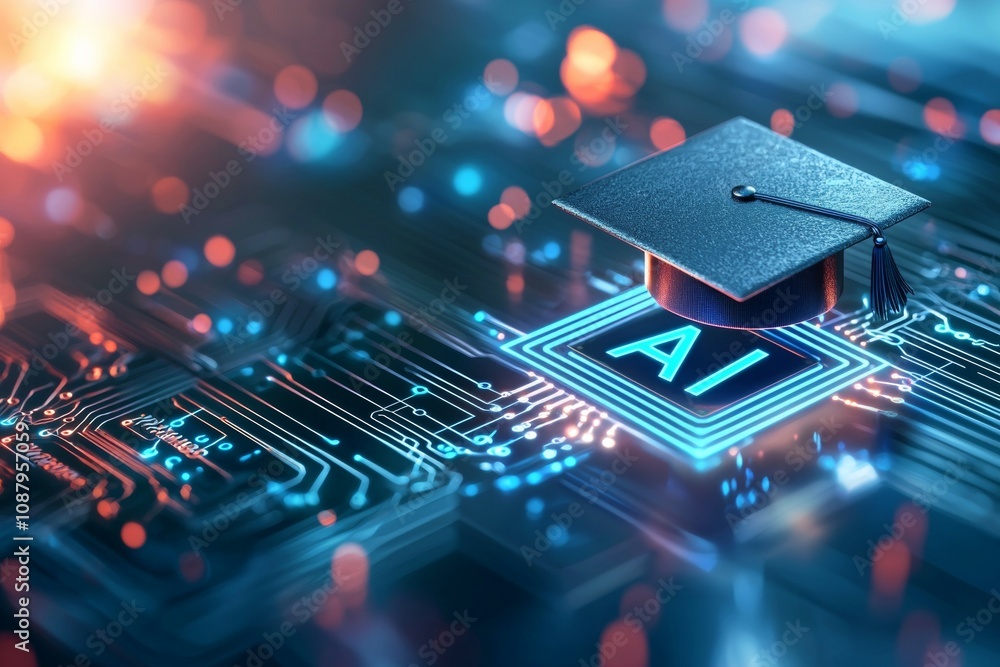 Artificial intelligence or AI in the concept of machine learning and education. Background with selective Artificial intelligence or AI in the concept of machine learning and education. Background with selective