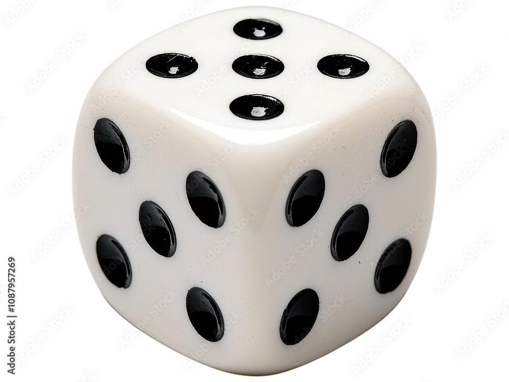Classic White Die with Black Dots Classic White Die with Black Dots