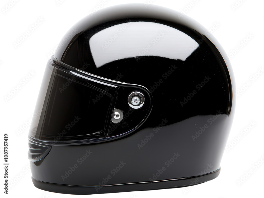 Glossy Black Motorcycle Helmet Profile View Glossy Black Motorcycle Helmet Profile View