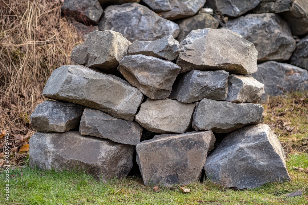 Natural stone arrangement in a garden setting Natural stone arrangement in a garden setting