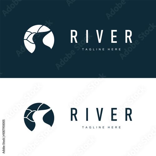 River Logo Vector River Bank Mountain Design Agriculture Symbol Illustration