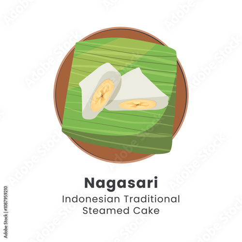 Hand drawn vector illustration of Nagasari Indonesian Traditional food from rice flour, coconut milk sugar, filled with banana