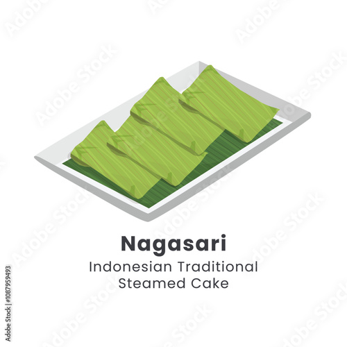 Hand drawn vector illustration of Nagasari Indonesian Traditional food from rice flour, coconut milk sugar, filled with banana
