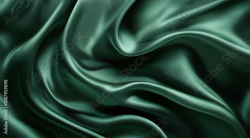 Wallpaper Mural Luxurious dark green satin fabric background with soft folds and elegant smooth texture Torontodigital.ca
