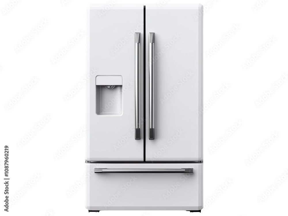 Modern White Refrigerator with Stainless Steel Handles Modern White Refrigerator with Stainless Steel Handles