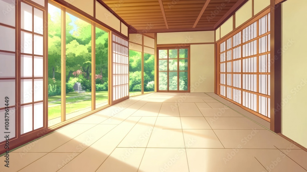 Fototapeta premium Japanese Room with Garden View