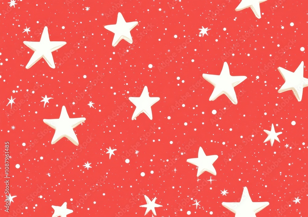 Festive red background with white snowflakes creating a seamless winter wonderland effect, ideal for Christmas and 