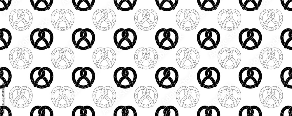 black white pretzels seamless pattern black white pretzels seamless pattern