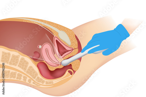 Transvaginal ultrasound scanner of the internal pelvic organs. The concept of women's health