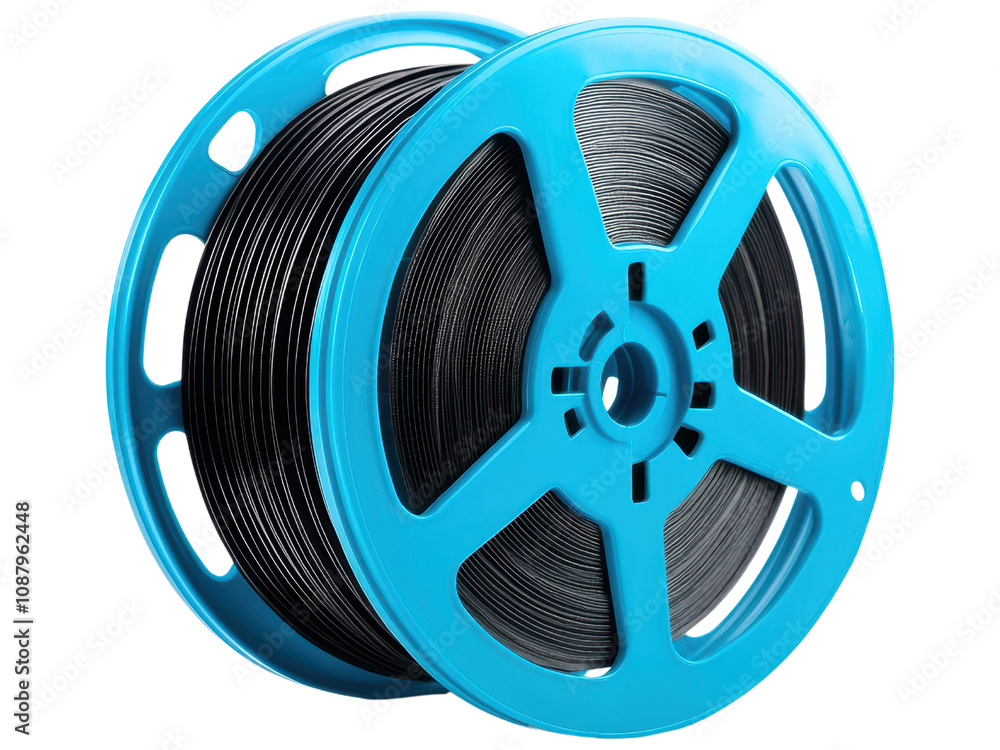 Obraz premium Blue Reel Containing Black Wire for Crafting and DIY Projects