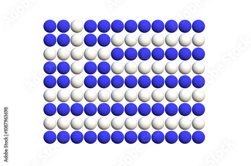 Hand drawn abstract 3D illustration of spheres in colors of Greece flag