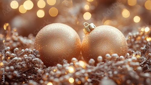 Elegant white and gold Christmas background with a serene and peaceful ambiance, featuring a soft glow that evokes feelings of warmth, joy, and celebration during the holiday season