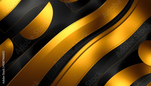 Wallpaper Mural Futuristic black with gold wallpaper pattern, professional photography Torontodigital.ca