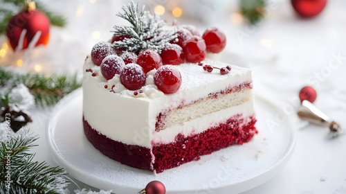 Christmas cake christmas dessert cream.on white