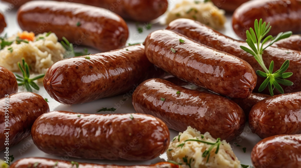A multiple Sausage pieces, varying in size and shape A multiple Sausage pieces, varying in size and shape