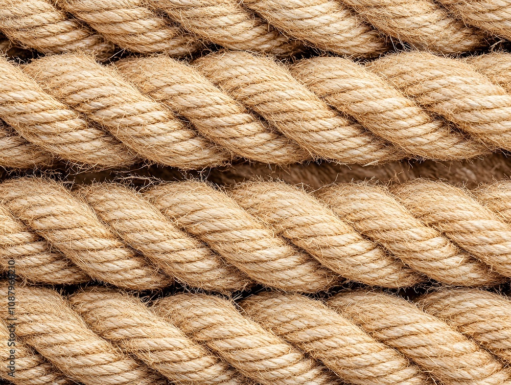 Close-up view tightly coiled natural fiber rope cut out Close-up view tightly coiled natural fiber rope cut out