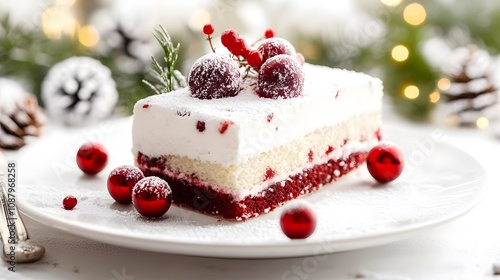 Christmas cake christmas dessert cream.on white