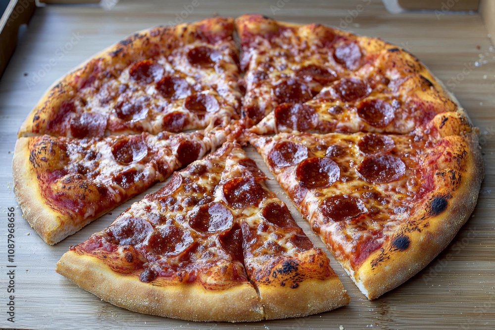 Delicious Pizza on Table Close Up Delicious Pizza on Table Close Up