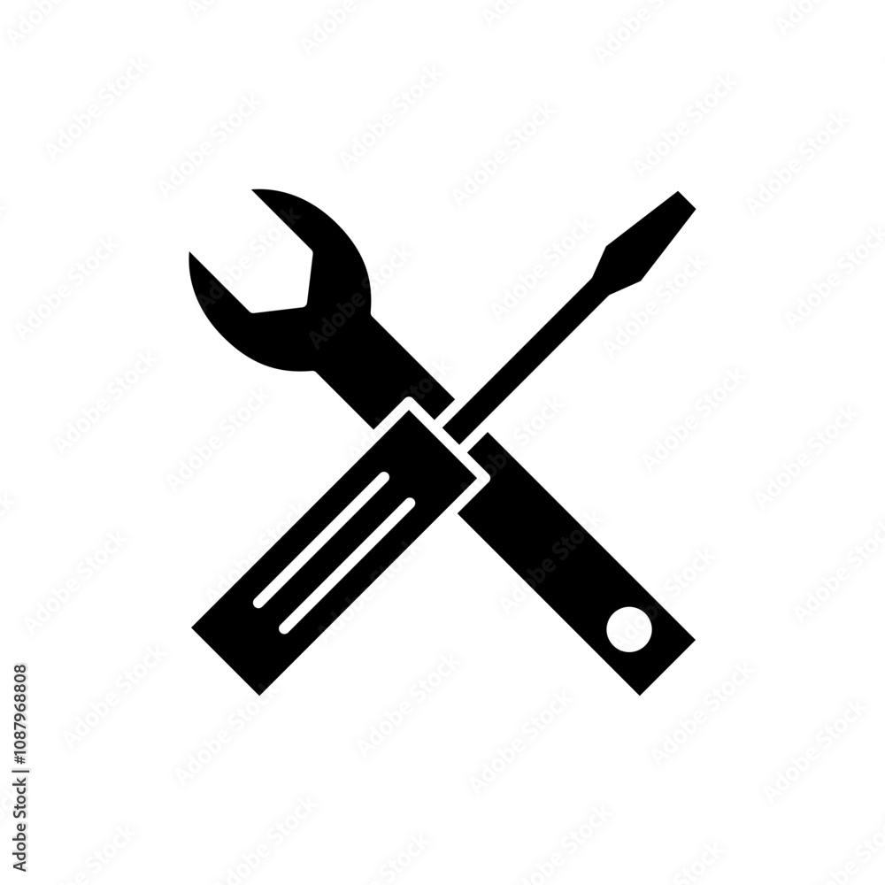 Repair tools icon vector. tool sign and symbol. setting icon. Wrench and screwdriver. Service Repair tools icon vector. tool sign and symbol. setting icon. Wrench and screwdriver. Service