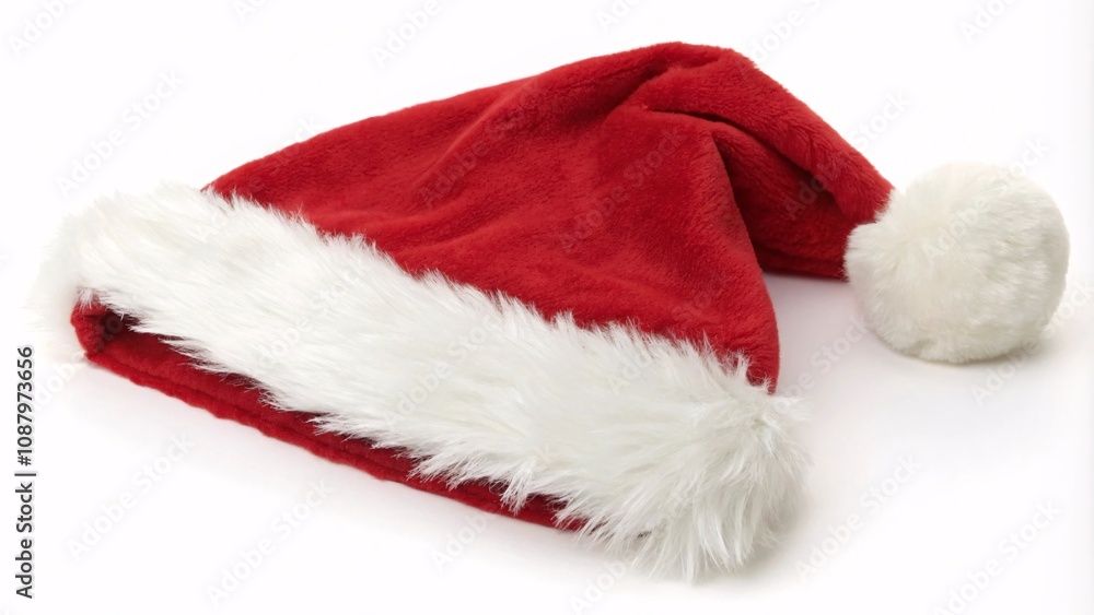 Santa hat with white pom-pom and fur trim Santa hat with white pom-pom and fur trim