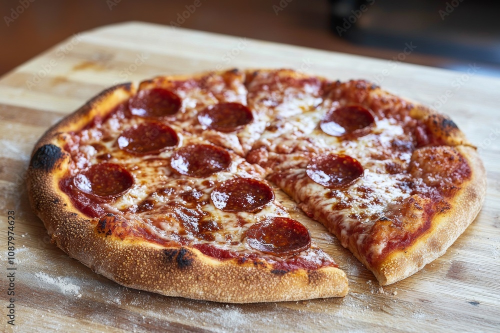 Delicious Pizza on Table Close Up Delicious Pizza on Table Close Up