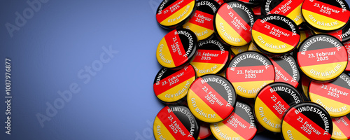 Buttons with the German flag and the text 