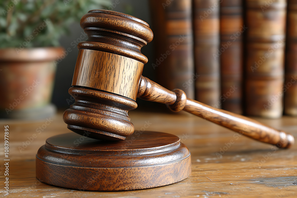 Detailed wooden judge's gavel on a visible surface, showcasing intricate wood texture and craftsmanship, symbolizing justice and authority against a simple background.
Detailed wooden judge's gavel on a visible surface, showcasing intricate wood texture and craftsmanship, symbolizing justice and authority against a simple background.