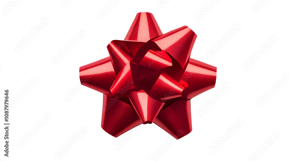 Red gift bow with smooth ribbons, isolated on white background. PNG transparent. Red gift bow with smooth ribbons, isolated on white background. PNG transparent.