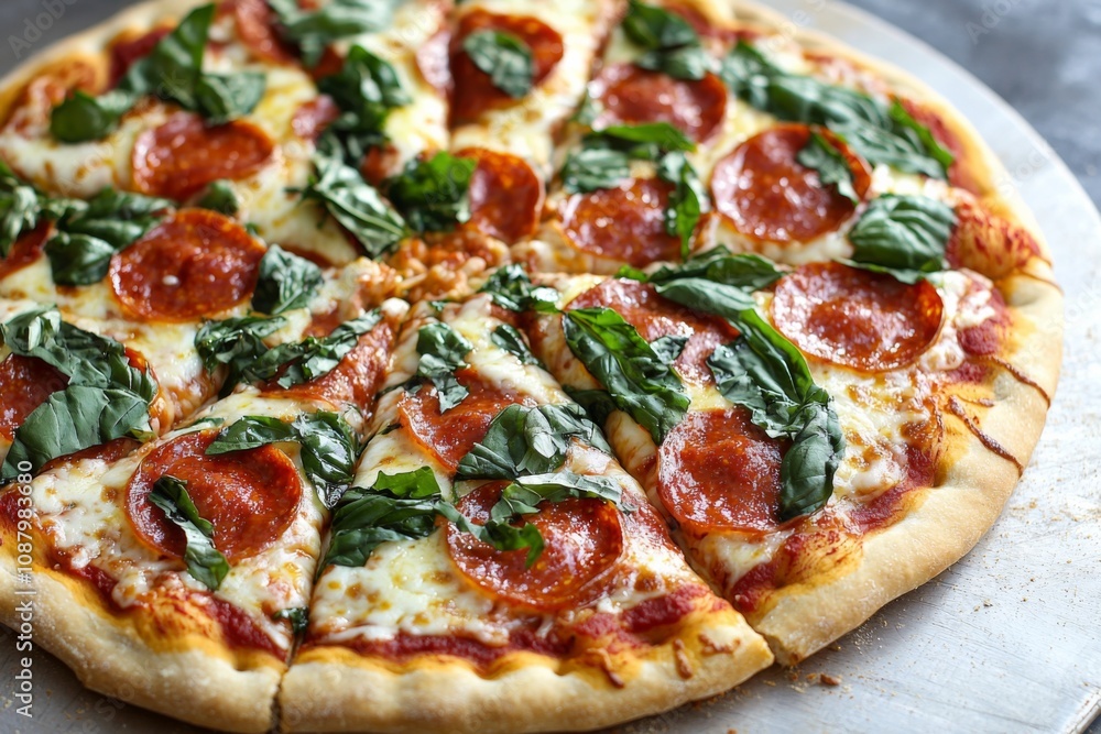 Delicious Pizza on Table Close Up Delicious Pizza on Table Close Up