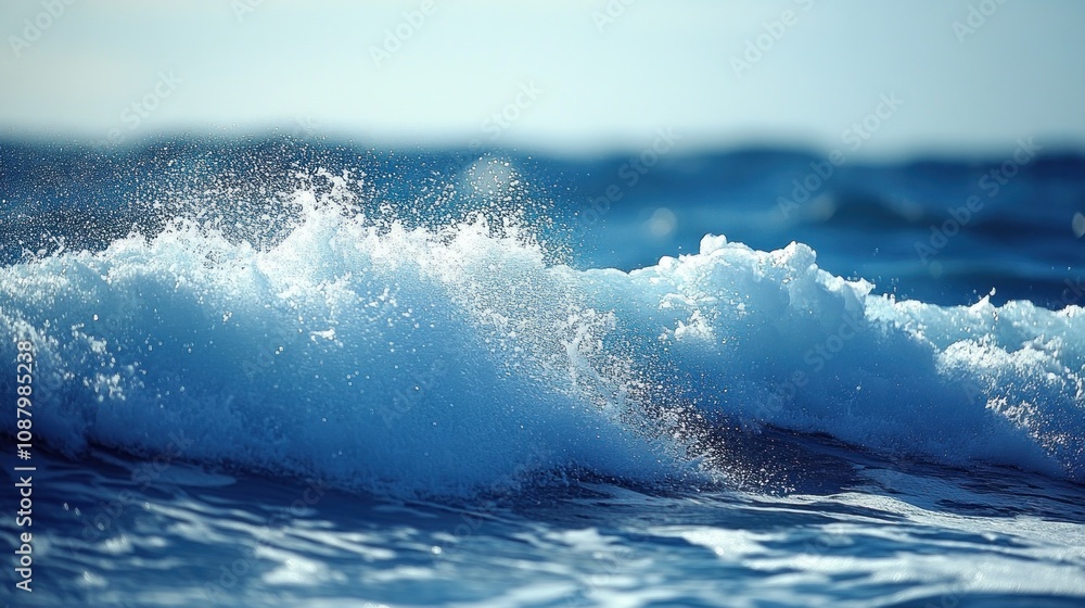 Fototapeta premium Ocean waves crashing in sunlight.