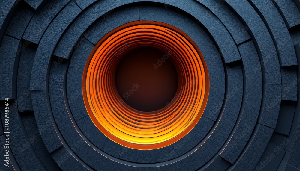 Abstract Circular Design With Glowing Orange Core Abstract Circular Design With Glowing Orange Core