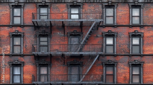 Old brick building with fire escape.