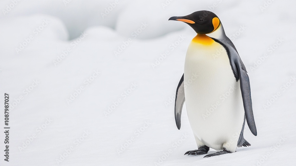 Fototapeta premium King Penguin on Snowy Landscape