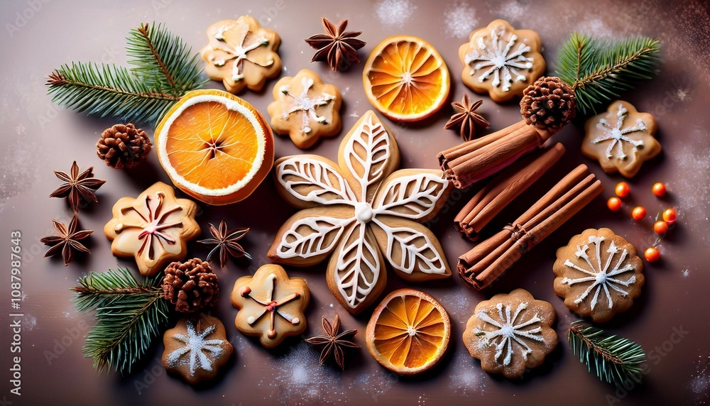 festive christmas cookies with dried oranges cinnamon and pine cones christmas cookies surrounded by dried orange slices cinnamon sticks pine cones and holiday decorations festive christmas cookies with dried oranges cinnamon and pine cones christmas cookies surrounded by dried orange slices cinnamon sticks pine cones and holiday decorations