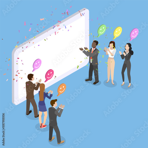 3D Isometric Flat Vector Illustration of Smiling People Clap Hands and Welcoming, Effective Marketing Strategies